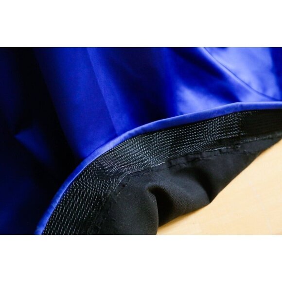 Pierre Cardin Cobalt Blue Satin Rhinestone Trim Two Piece Skirt Set w Train 38/S - Picture 12 of 12